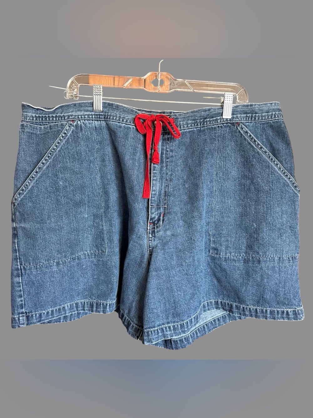 Vintage 90s Plus Sized Denim Shorts Red Drawstring Carolina Blues Sz 22 / XXL